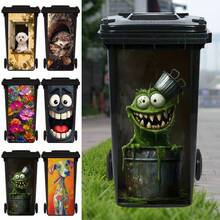 Green Monster, Flower, Hedgehog Garbage Can Stickers Waterproof PVC Outdoor Garbage Can Poster Strip Stickers 4 Sizes - 1PC - View 1