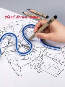 2 piezas Regla curva de doble escala (cm/pulgada) & Borde curvo flexible - Herramienta de dibujo de plástico multifuncional, adecuada para dibujo, diseño, manualidades - Herramienta de medición portátil y duradera para artistas, estudiantes y uso en oficina/escuela - A - Ver 4