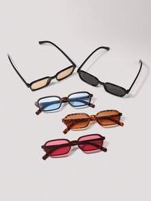 Visivana 5pcs Leopard Print Plastic Multicolor Geometric Full Frame Classic Glasses Set For Women, Fits All Face Shapes, For Carnival, Outdoor, Daily, School - 5pcs Black Leopard Print, Tea Blue, Wine Red - View 1