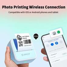 ORICO 2 Inch Portable Mini Thermal Label Printer With Paper Roll, Compact Pocket-Sized Easy-To-Use Printer, Suitable For Office, Home, Small Business, Can Print Address, Logo, Clothing Labels And Stickers - Mint Green - View 2