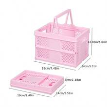1pc Plastic Folding Storage Basket Organizer Box With Handles, Stackable Storage Rack Basket For Bedroom Closet Kitchen Bathroom Home Organization, Durable Portable Container Shelf - Multicolor - View 7