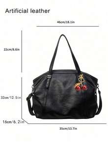 Tas Selempang Kulit Sintetis Modis Kapasitas Besar, Tas Tangan Gaya Kasual Cocok untuk Jalan-jalan, Kencan, Belanja, Kerja, dan Perjalanan. - Hitam - View 6