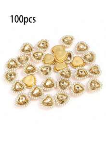 100pcs/16mm Fashion New Colorful Heart-Shaped Rhinestone Rings Hand-Sewn DIY Accessories 30pcs Random Color - Multi-colored Heart-shaped Diamonds - View 18