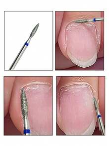 2mm Titanium Russian Flame Nail Drill Bit | Professional Cuticle Cleaning Drill Bit, Rhinestone Tipped (Low Allergen, CE/FDA Certified, Dead Skin Removal) - Silver - View 4