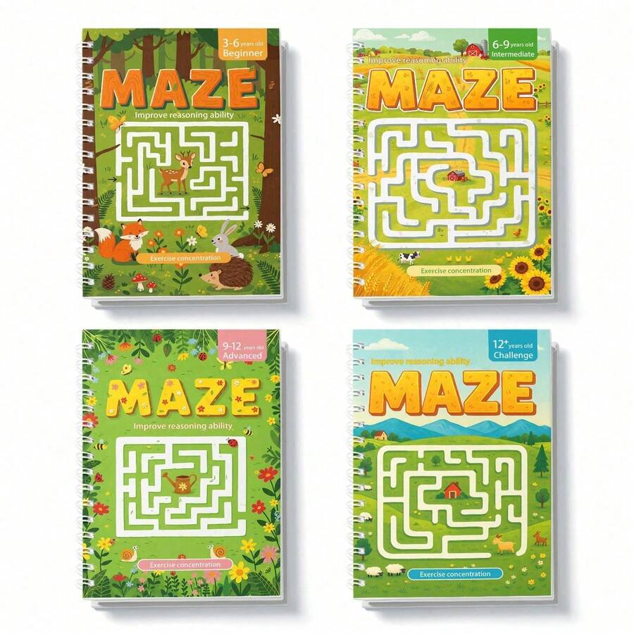 Maze Puzzle Activity Book, Helps You Focus Attention, Reduce Mental Clutter, And Develop Better Thinking Habits Through Engaging Route Challenges, Perfect For Use And Relaxation At Your Desk Back To School - Maze - View 1
