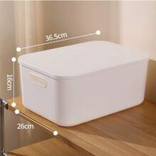 1pc Solid Color Multi-Function Storage Box With Lid, Suitable For Office, Home And Bathroom Organization, Snack Toy Supplies Storage Box - Multicolor - View 12