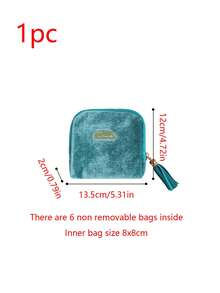 1pc Portable Tassel Zipper Jewelry Storage Bag, Multi-Layer Jewelry Organizer, Bracelet Storage Pouch - Multicolor - View 15