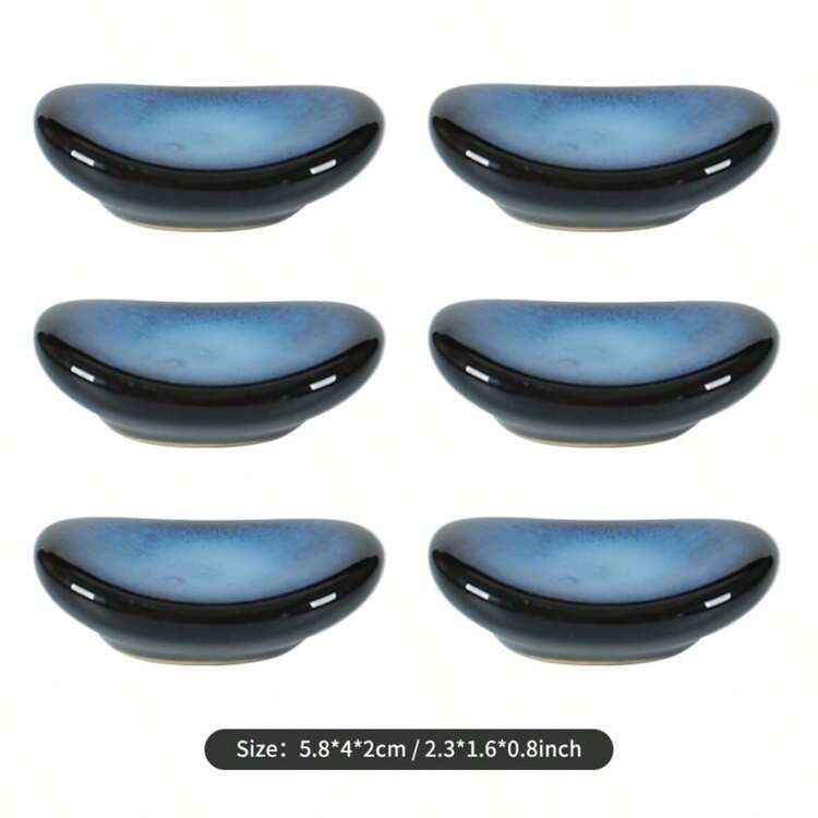 6pcs Ceramic Chopstick Rests, Oval Shape, Japanese Vintage Style, Can Be Used As Knife, Fork, Spoon Holder, Suitable For Home Kitchen, Hotel, Restaurant And Other Dining Scenes - View 15
