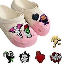20PCS/10PCS/3PCS/1PC- Halloween PVC Shoe Decorations, Gothic-Style Skeleton And Ghost Designs,DIY Accessories,Women's Shoe Decorations/Sandal Decorations/Beach Shoe Ornaments.Halloween Party Giveaways.Halloween/Summer Break.Back-To-School - View 3