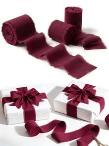 1 Roll/3 Rolls/6 Rolls Ribbon, Suitable For Wedding Invitations, Bridal Bouquets, Gift Wrapping, DIY Crafts, Scene Decoration, Holiday Decoration, Room Decoration, Home Decor - Claret - View 8