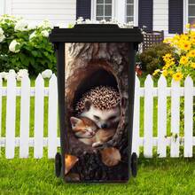 Green Monster, Flower, Hedgehog Garbage Can Stickers Waterproof PVC Outdoor Garbage Can Poster Strip Stickers 4 Sizes - 1PC - View 8