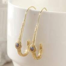 Bohemian Style Gold Dangle Hoop Earrings, Embellished With Sparkling Synthetic Zirconia, Luxurious Jewelry For Bridal, Wedding, Daily, Party Wear, Ideal Gift For Wedding, Birthday, Holiday - Gold - View 5