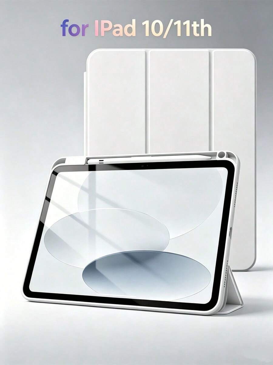 iPad (A16) 第11代 11吋 2025 輕量自動喚醒/睡眠保護殼，相容第10代 10.9吋 2022，附筆筒、可調節三折支架 - 淺灰色 - 查看 1