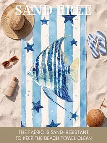 1pc Beach Towel, Beach Essential, Vacation & Bathroom Decor, Super Absorbent, Suitable For Bathroom, Swimming, Fitness, Yoga, Soft Microfiber, Lightweight & Portable, Windproof, Sun Protection, Sand-Resistant, Summer Travel - Multicolor - View 8