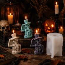Skeleton Man Silicone Candle Mold Halloween Skull Mold DIY Craft Mold Gothic Horror Resin Wax Mold For Handmade Candle Making Supplies - Skull - View 5