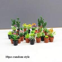 10pcs Mixed Mini Plant Models, Mini Cactus Potted Plants, Mini Scene Decoration, Decorative Green Plants, Flower Pots, Decorative Flowers, Random Styles, Mixed - A - View 7