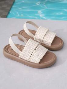 1 Paio di Sandali da Ragazza in Pizzo Beige Morbido con Cinturino Singolo, Suola Morbida Leggera Versatile per Spiaggia, Adatti per Casa, Vacanze, Shopping, Feste e Altro - Beige - Visualizzare 4