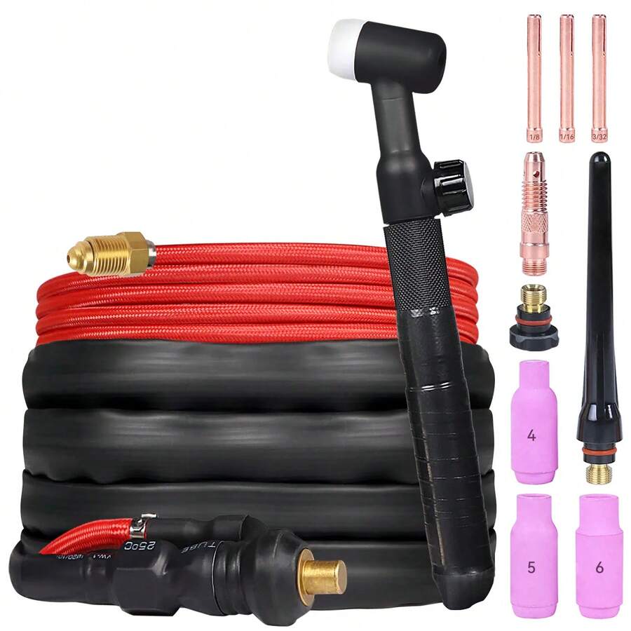 TIG Welding Gun, WP-17V Argon TIG Torch With 13-FT Red Hose And 10-25mm Connector, Lift Tig Torch 150amp With 13-FT ARC160 MIG130 Lift Tig Fathersdaygift - 1 - View 1