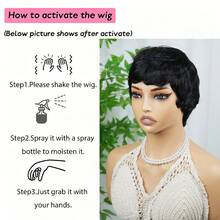 Brazilian Remy Hair Machine Made Pixie Cut Wigs For Women Short Straight Human Hair Wig 4inch 150% Density Layered Hair Wigs For Daily Use Natural Color 1B And 99J# - Multicolor - View 4