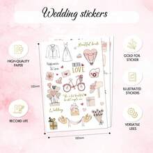1/4/9pcs Wedding Stickers For Photo Album Making, Wedding Album Stickers, Waterproof Stickers, Suitable For Engagement Party, Wedding Anniversary And Other Wedding Planning Decorations - A - View 2