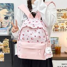 LECEY Mochila de gran capacidad con diseño de cremallera a rayas - Rosa - Ver 5