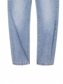 CAMEL CROWN Men's Summer Straight Leg Jeans, Cotton-Feel Stretchy Lightweight Casual Long Jeans. - Light Blue - View 4