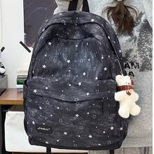 LECEY Mochila de gran capacidad con estampado de estrellas para viajes diarios - Negro - Ver 2