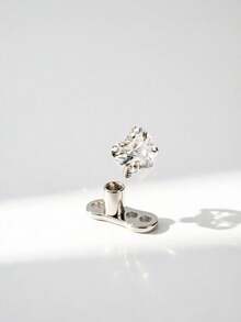 1 buah Anting Tusuk Implan Kulit F136 Titanium G23 Bentuk Hati dengan Zirkonia Tertanam, Cocok untuk Pemakaian Sehari-hari, Putih dan Merah Muda - Berbentuk hati - View 4