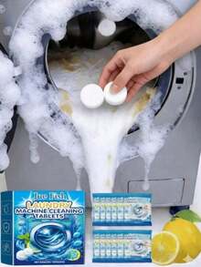 Washing Machine Cleaning Tablets, Deep Cleaning For Front-Loading And Top-Loading Washing Machines, Removes Limescale Residue And Odors, Fast Foaming, Long-Lasting Freshness, Lemon Scent, Washing Machine Cleaner, Washing Machine Drum Stain And Dirt Cleaning, Odor Removal - Multicolor - View 4