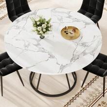 Table Set (5-Piece), Round Dining Table, Dining Table 100 X 100 X 76 Cm (Incl. 4 Chairs), Round Coffee Table For 4 People - 黑色 - 查看 2