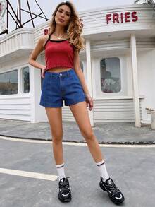 HAPPY GIRL Shorts de Mezclilla para Mujer de Diseñador, Versátiles, Casuales, Sexy, para Primavera/Verano, Fiesta, Playa, Universidad, Vacaciones, Uso Diario, Viajes y Aeropuerto - Azul - Ver 5
