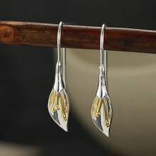 Women's Minimalist Forest Style Dual-Color Floral Earrings, Suitable For Daily Gatherings, Casual Vacation Ear Hooks - Two-color - View 2