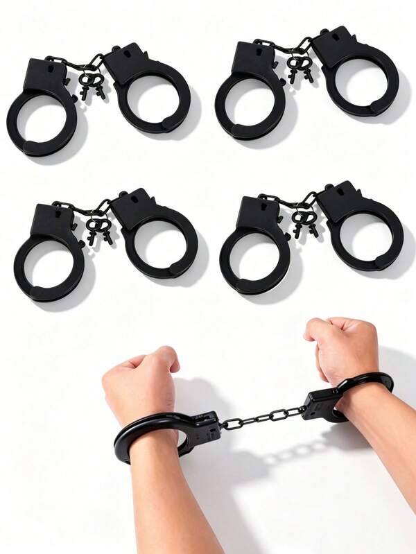 Plastic Handcuffs, Accessories, Makeup Props, Costume Props, Role Play Props, Stage Props, Couple Game Props, Prisoner Performance Props, Matching Props, Performance Props, Holiday Props, Portable, Innovative, Suitable As Gifts For Men And Women (Due To The Product Being Hand-Colored, The Black On The Product Is Not Dirt, But Rather The Uneven Color Caused By Hand-Coloring)