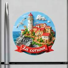 La Coruña Hércules Tower Lighthouse Red-Ribbon Shore And The Atlantic Roar Magnet Where The Oldest Light Still Guides The Waves Keepsake For All Metal Surfaces Throughout The Home - A - View 2