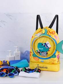 Personalized Name Beach Bag, Customized Swimming Backpack, Shark Dinosaur Pool Travel Bag, Waterproof Pouch Gift - Multicolor - View 10