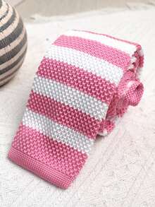 1pc Knitted Striped Handmade Tie, Suitable For Casual, Street, Business, Party, Gift, Daily, Wedding - Multicolor - View 16