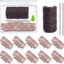 Set Aksesori Rambut Jepit Rambut Wig 9 Gigi 32mm, Dilengkapi dengan Alat Jarum dan Benang, Cocok untuk Membuat Ekstensi Rambut dan Aksesori Wig - View 12
