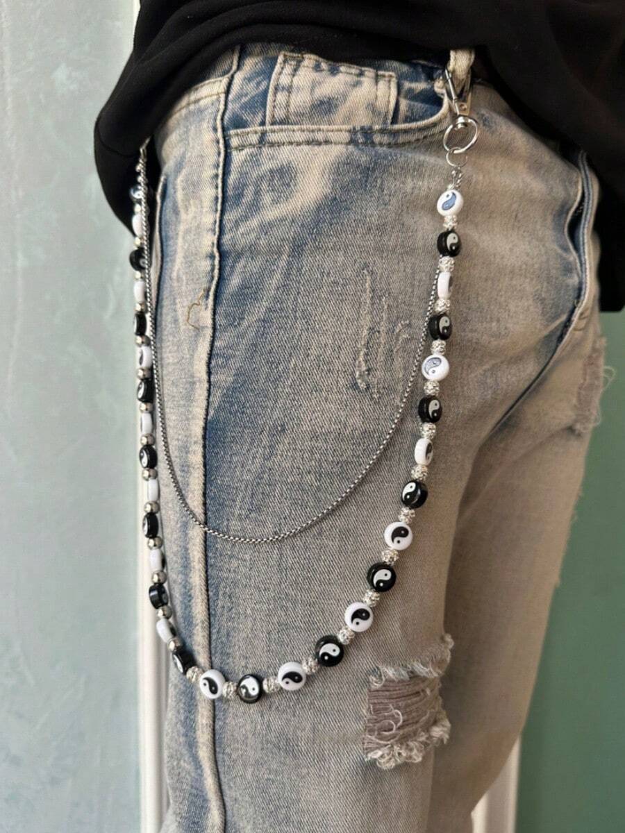 New Model DIY Tai Chi Yin And Yang Eight Trigrams Formation Pants Chain Men And Women Accessories Y2K Jewelry Symbolize Peace Good Luck Solve Worries