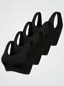 Women Seamless Sports Bra With Wireless Breathable Vest Style - Black - View 9