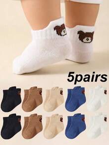 5 Pairs Baby & Kids Cute Bear Design Breathable Soft Comfortable Fashionable Socks - Multicolor - View 7