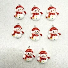 6件裝樹脂聖誕雪人吊墜，適合DIY珠寶製作，完美用於耳環、項鍊、包包 - 聖誕節雪人吊墜 - 查看 4