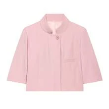 Women's Regular Fit Short Blazer, Short Sleeve Business Suit Jacket, Suitable For Spring/Summer Graduation Season Pink - Pink - View 5