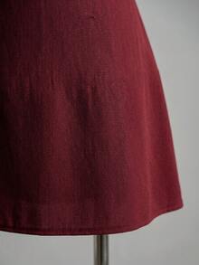 Elegant Plus Size Short Loose-Fit Summer Dress, Stretchy, Shaping, Fitted Waist, Adjustable Bust, Enhances And Lifts Breasts, Back With Tie, Sizes 2XL, 3XL And 4XL - 紅色 - 查看 8