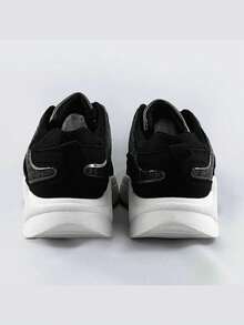 Sports Shoes, Lace-Up, Mesh + Imitation Leather, Snake Skin Imitations. - Black - View 5