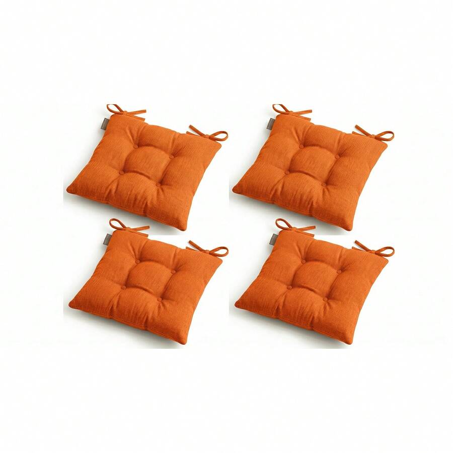 4-Piece Premium Luxury Chair Cushion Set – Soft Filled Comfortable Seat Pads, Non-Slip Base Stylish Design, For Kitchen & Dining Room Chairs - Orange - View 1