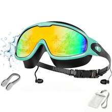 Swimming Goggles With Waterproof Phone Pouch & Nose Clip, Clear Wide Vision Swim Goggles Anti-Fog Leakproof For Youth Adults, Professional Pool Ocean Water Sports - Mint Green / Gold Mirrored - View 11