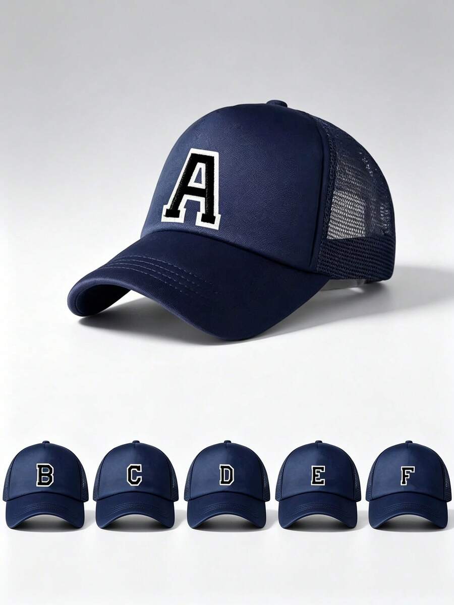 1pc Unisex Printed Mesh Baseball Cap, Breathable Adjustable Trucker Hat, Suitable For Summer Beach, Golf, Running, Daily Wear