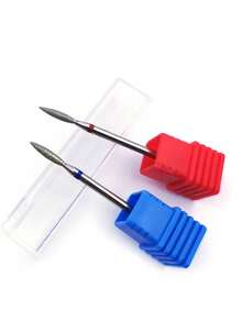 2mm Titanium Russian Flame Nail Drill Bit | Professional Cuticle Cleaning Drill Bit, Rhinestone Tipped (Low Allergen, CE/FDA Certified, Dead Skin Removal) - Silver - View 2