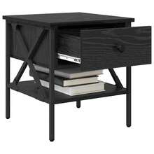 Comodino Villeneuve con cassetto, rovere nero, 40 x 42 x 45 cm - nero - Visualizzare 3