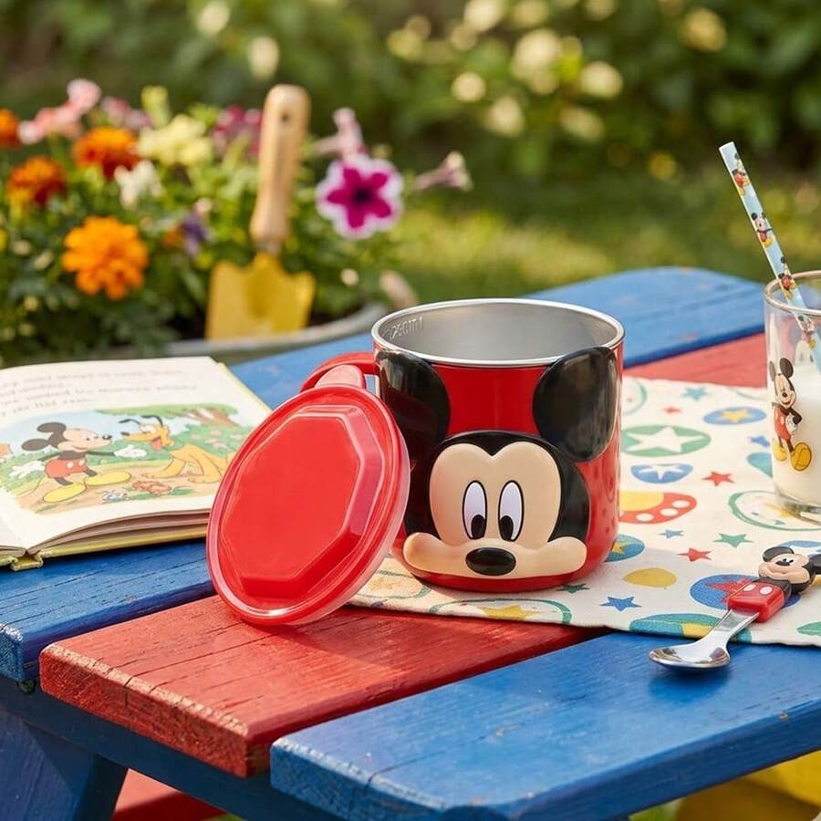 Monogram 1件裝 Disney 官方授權米老鼠 Mickey Mouse 與 角色 3D 杯頂裝飾飲水杯馬克杯,附蓋可重複使用水壺,適用居家辦公日常使用,桌面裝飾,動畫迷收藏,節日禮物 - 彩色 - 查看 1